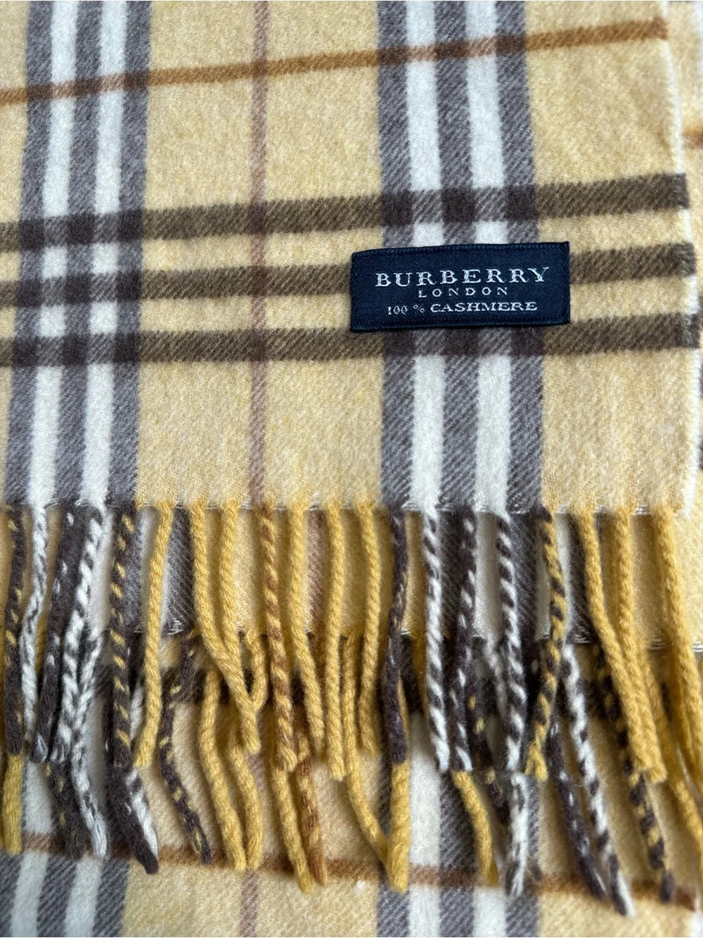 Burberry Classic Beige Check Cashmere Scarf